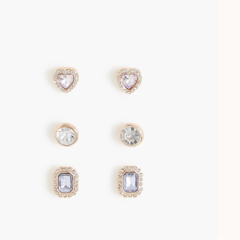 J crew Girls' gem stud earrings three-pack